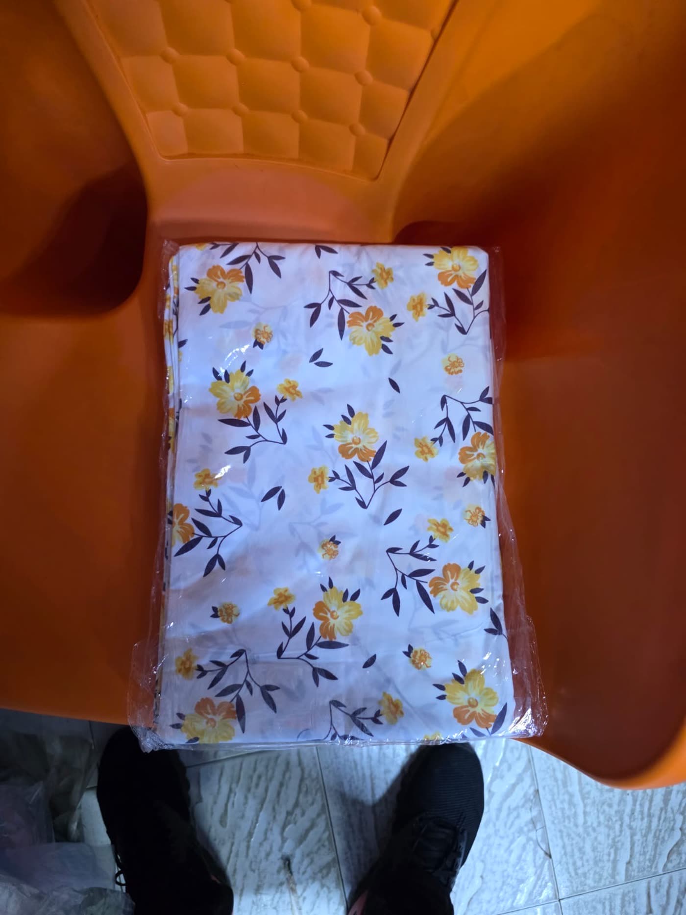 Yellow floral pillowcase